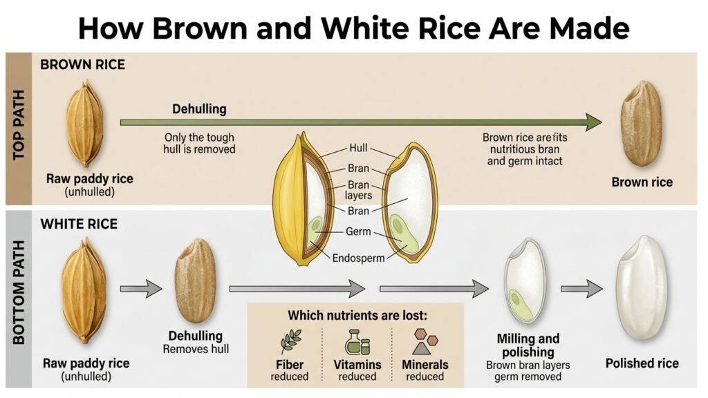 How Brown and White Rice Are Made
